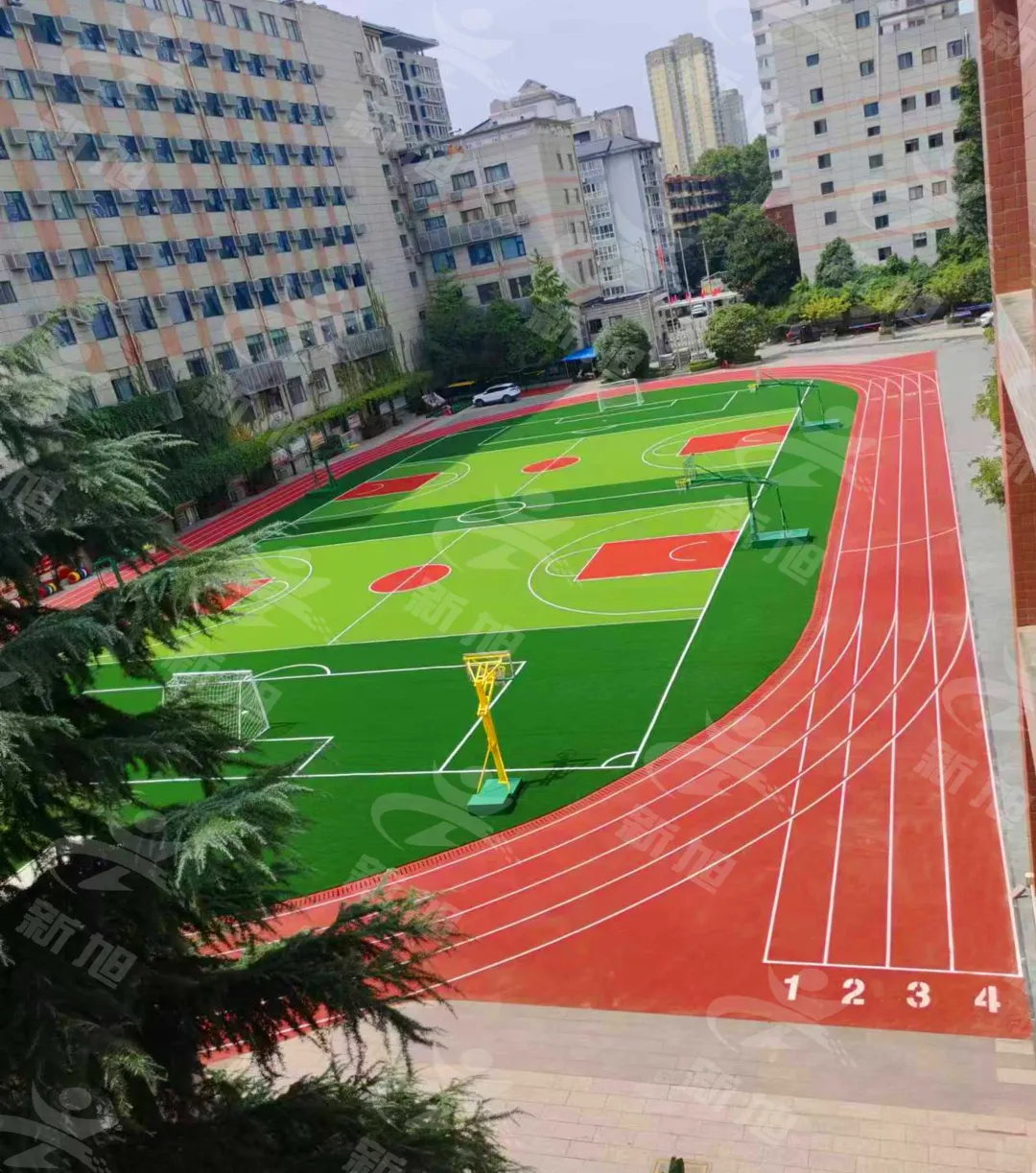 西安某小學新旭體育自結紋塑膠跑道完工